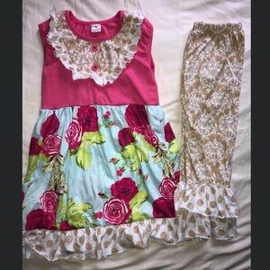 Boutique long top w/matching capris, 10-12